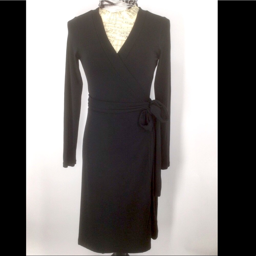 Banana Republic Size Small Black Wrap Around Midi Dress